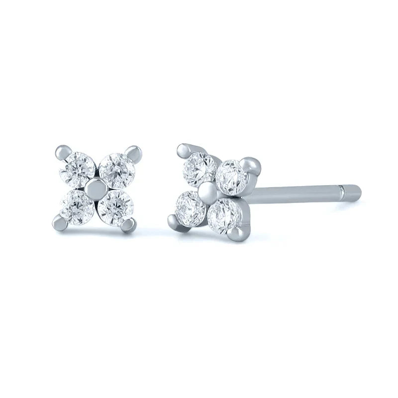 925 Sterling Silver Needle Small Geometry Triangle Crystal Stud Earring for Woman Lovers' Couples Bling Simple Piercing Earrings