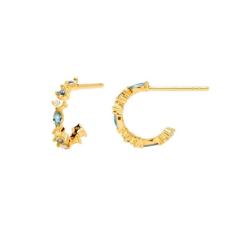 Cartilage 925 Silver Earrings Fashion C-shaped Zircon ear studs European American Geometric Piercing Earrings For Women Jewelry
