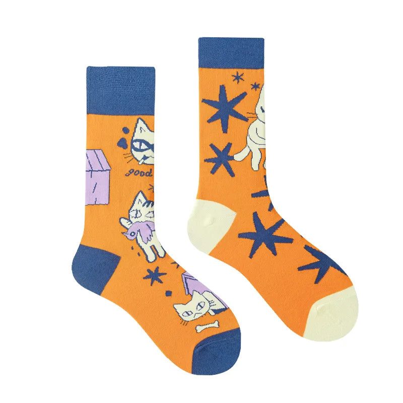 1 Pair Man Women Sock Original AB Tide Socks Colorful Cat Dog Koala Cow Cotton Socks Four Seasons Unisex Socks for Birthday Gift