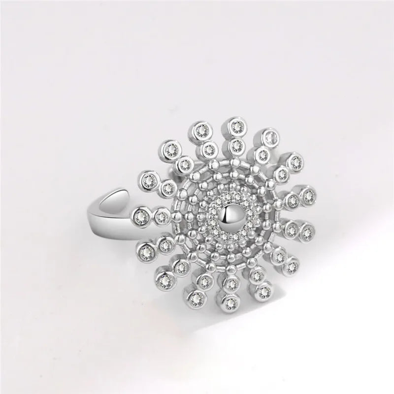2023 Fashion Beads Anxiety Ring Fidget Spinner Rings Crystal Butterfly Flower Star Moon Ring Anti Stress Jewelry Gift