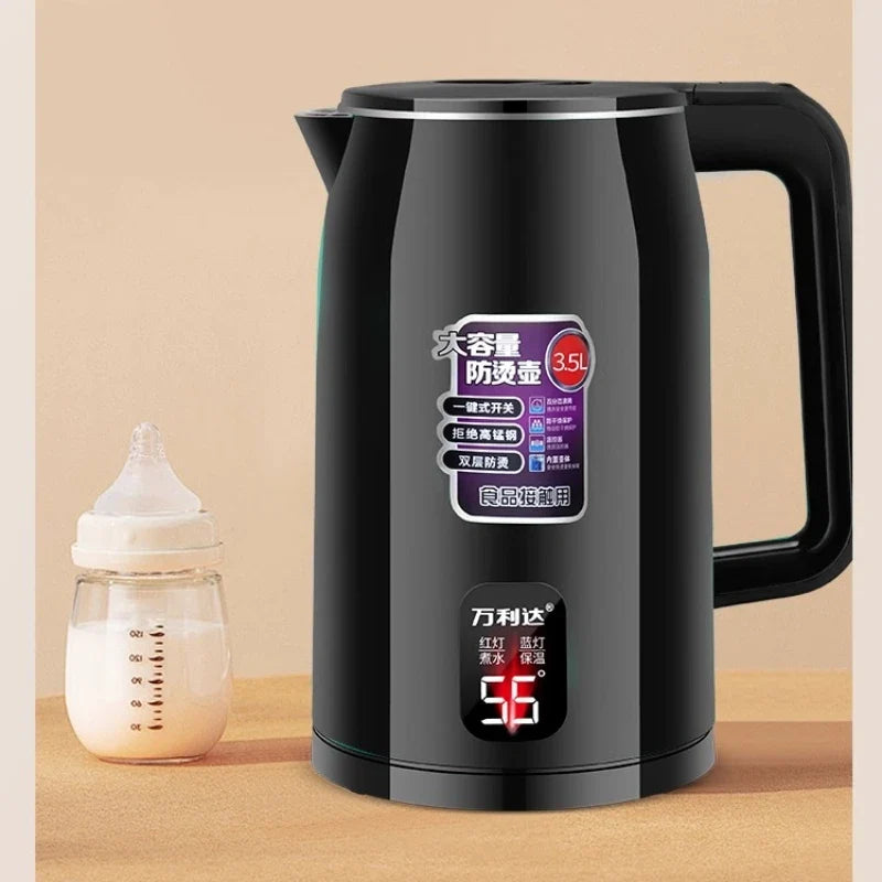 Electric Kettle 3.0L, Double-Layer Anti-Scald Design, Food-Grade Stainless Steel, 1500W Fast Boil, Insulated Handle