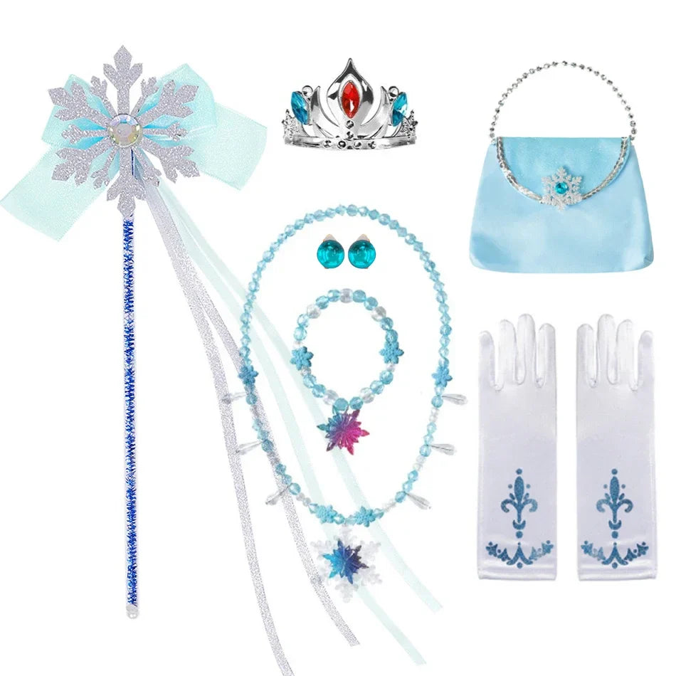 White Elsa Dress for Girls Children Princess Fancy Costume Party Carnival Dress Up for Girl Christmas Birthday Cosplay