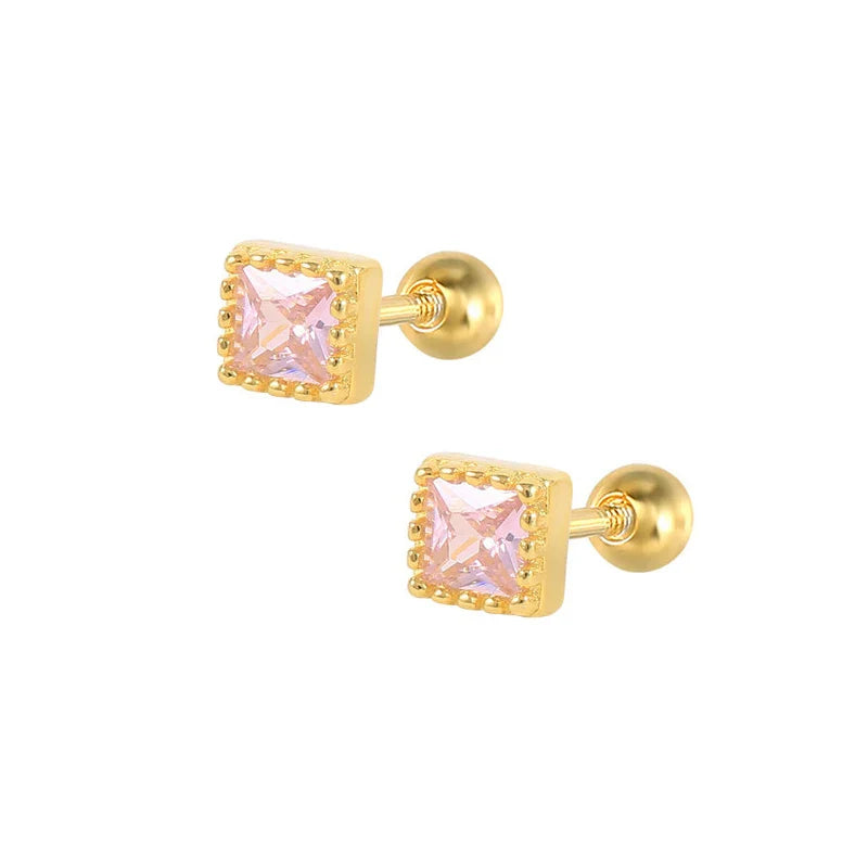 925 Sterling Silver Needle Small Geometry Triangle Crystal Stud Earring for Woman Lovers' Couples Bling Simple Piercing Earrings