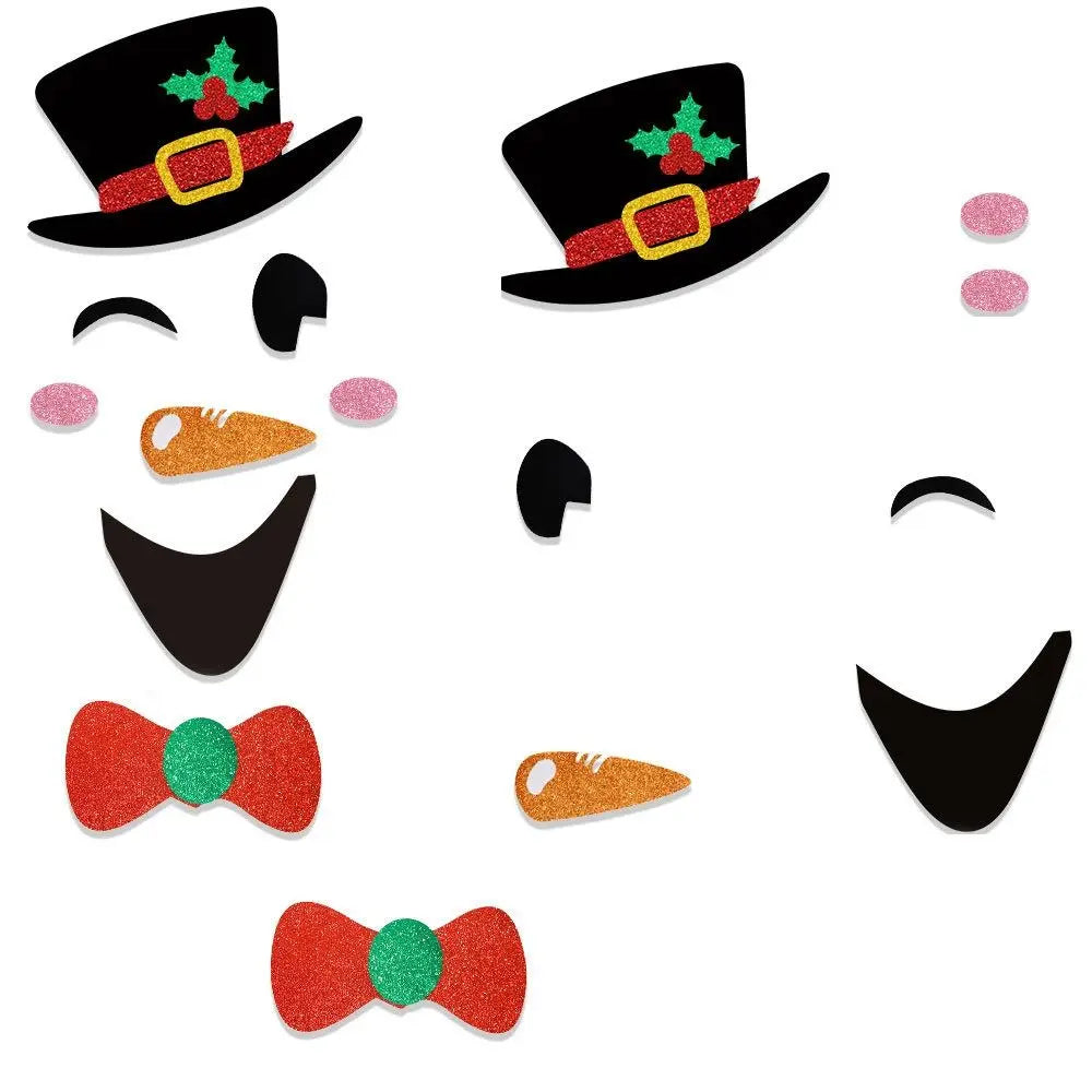 2 Set Cartoon Christmas Felt Door Sticker Funny Elk Christmas Tree Snowman Santa Claus Window Sticker Exquisite