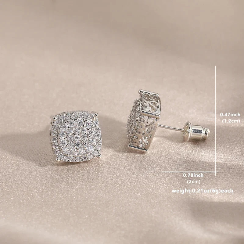 Delicate stud earrings for men and women Square accessories suitable for wedding parties go with everything