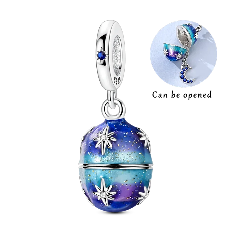 925 Sterling Silver Can Be Opened Pandant Easter Egg Charms Beads Fit