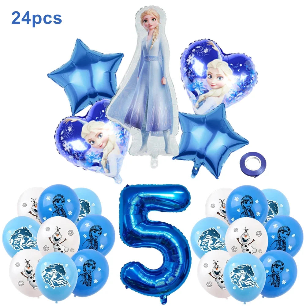 Frozen Anna Elsa Princess Birthday Party Decorations Balloon Disposable Tableware Party Supplies