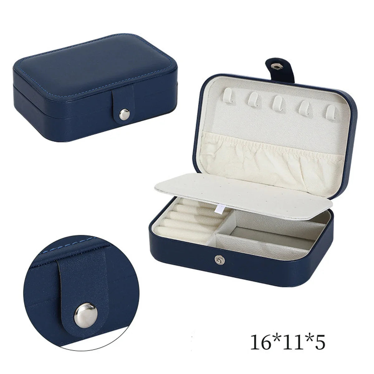 1PC Storage Box PU Jewelry  Anti-oxidation Necklace Ear Ring Ear Stud Pendant Jewelry Box Large Capacity Portable Jewelry Box