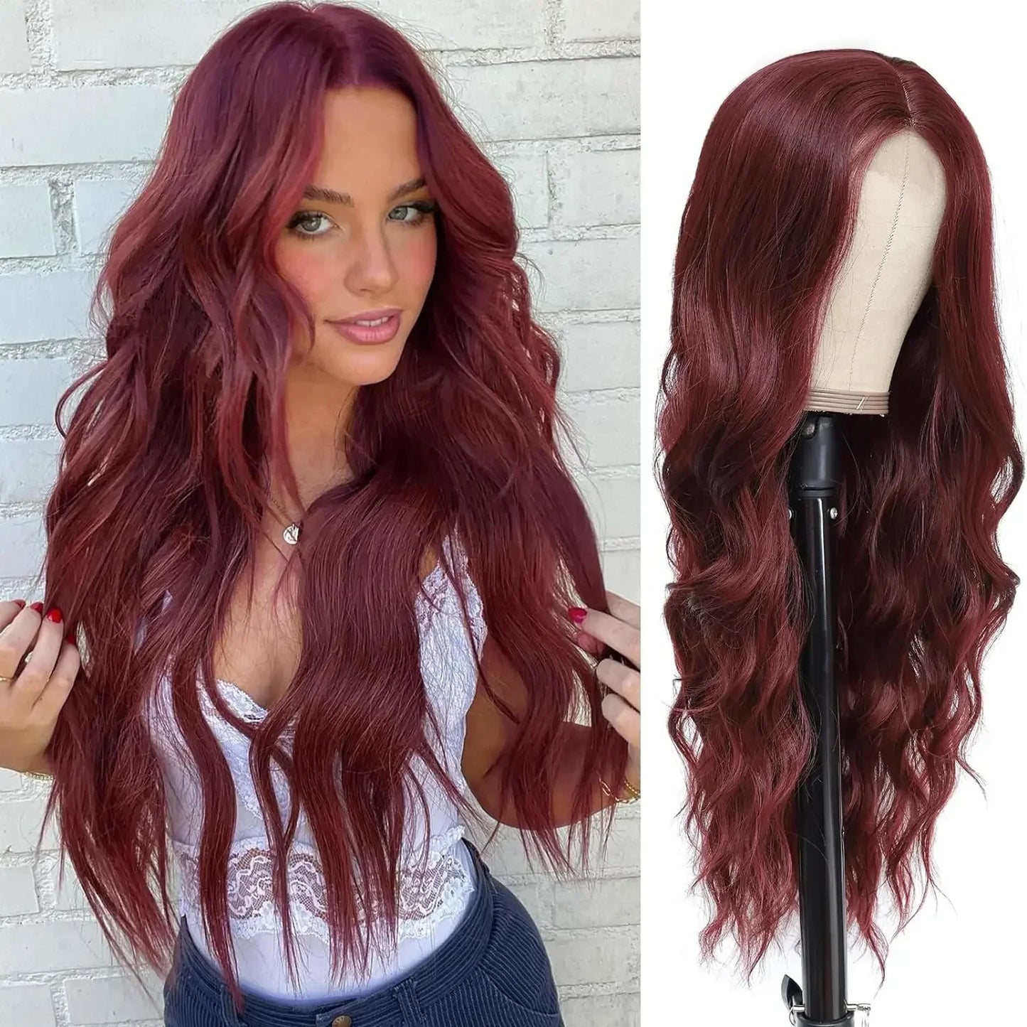 Tereshar Heat Resistant Synthetic Wig for Halloween Christmas Black Long Body Wave Lace Front Wigs for Black Women