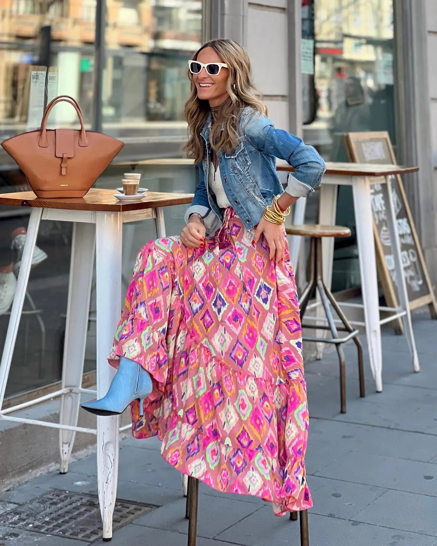 Summer High Waist Long Printed A-Line Skirt Floral Skirt Women Casual Beach Faldas Female Boho Elastic Waist Holiday Maxi Skirts