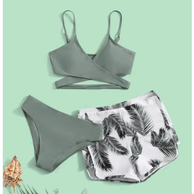 New Sexy Three-Piece Bikinis 2024 Women's Swimwear Push Up Female Swimsuit Swimming Bathing Suits Brazilian Bikini Set Beachwear