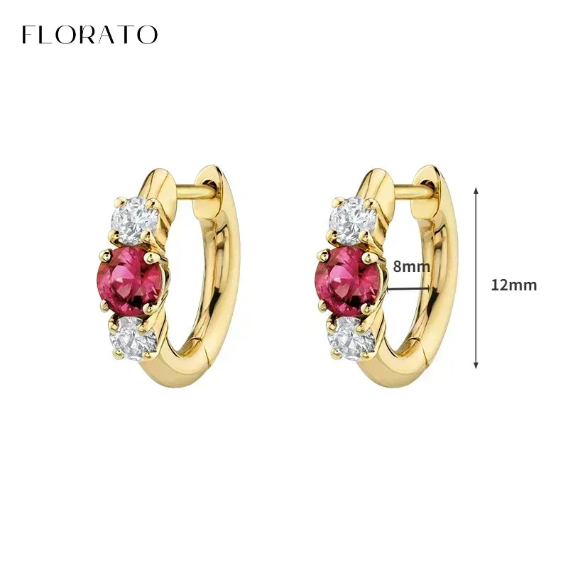 925 Sterling Silver Ear Needle Rose colors Zircon Hoop Geometric Pendant Earrings for women Luxury Fashion Wedding Jewellery2023