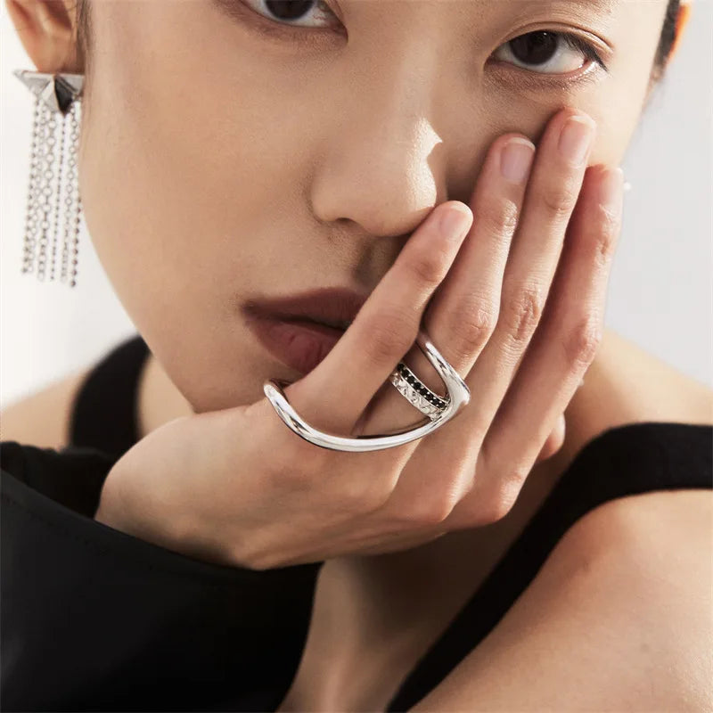 925 Sterling Silver Open Finger Mobius Ring Twist for Women Golden Rock Punk Lines Stackable Jewelry Gift Dropship Wholesale