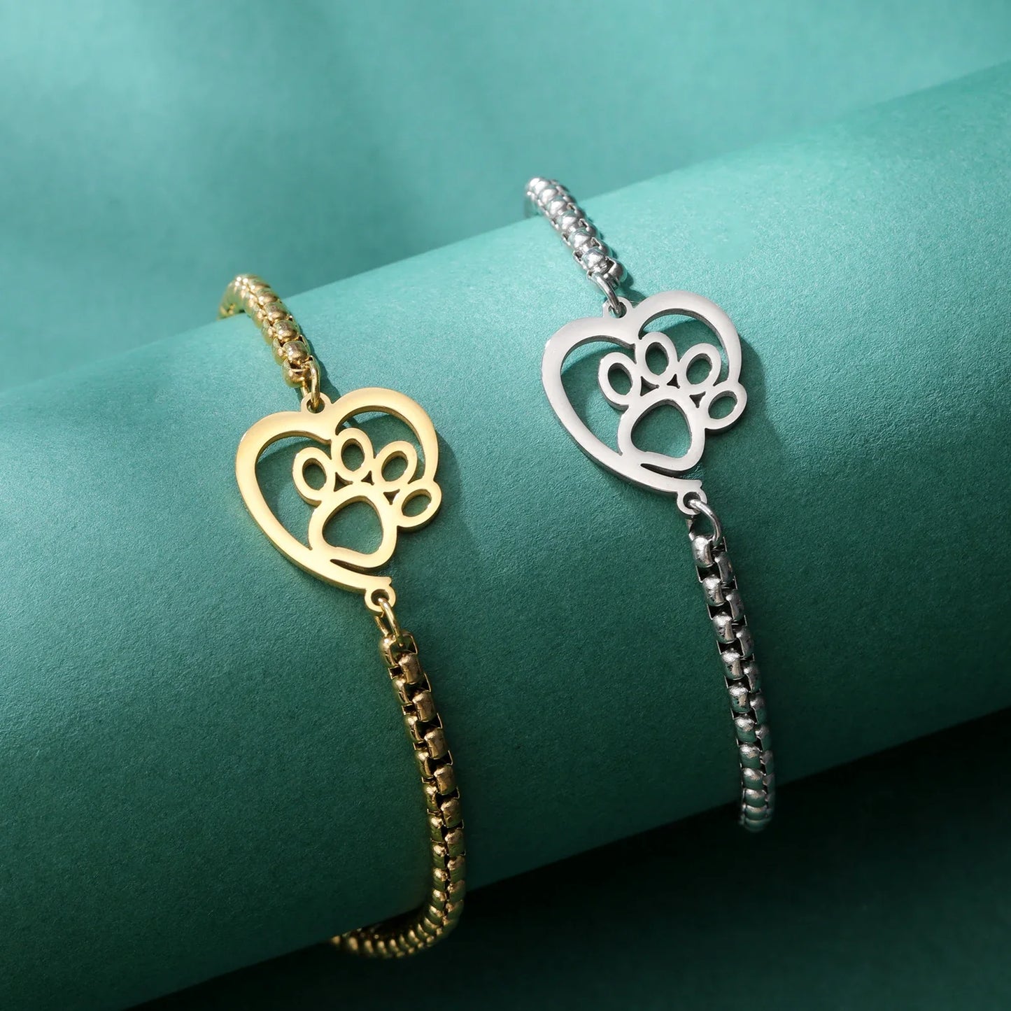 Skyrim Cute Heart shaped Cat Claw Women's Bracelet Stainless Steel Cute Pet Animal Figaro Chain Bracelet Gift Jewelry New