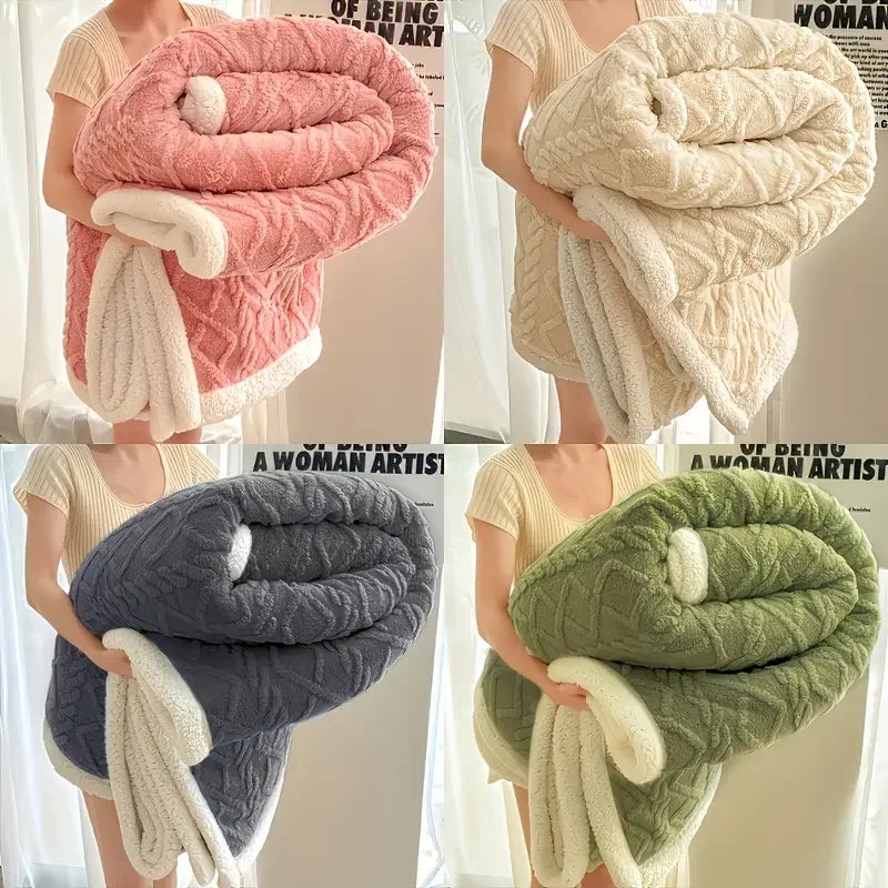 1pc Jacquard Sherpa Weighted Blanket, 8lbs for Adults- Soft, Warm, and Thickened Blanket Cozy Soft.