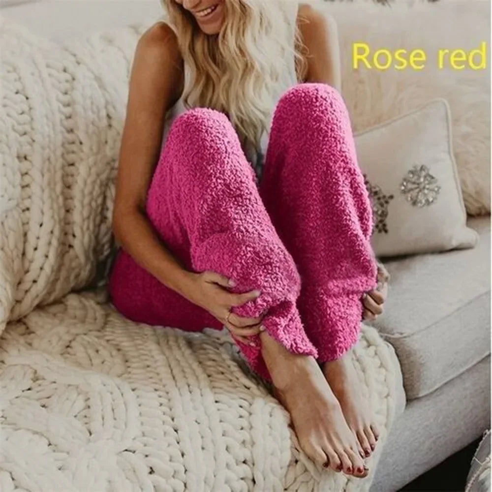 Warm Fleece Pants Women's Casual Home Trousers Coral Fleece Loose Comfortable Plush Pants Autumn Winter Female Clothes
