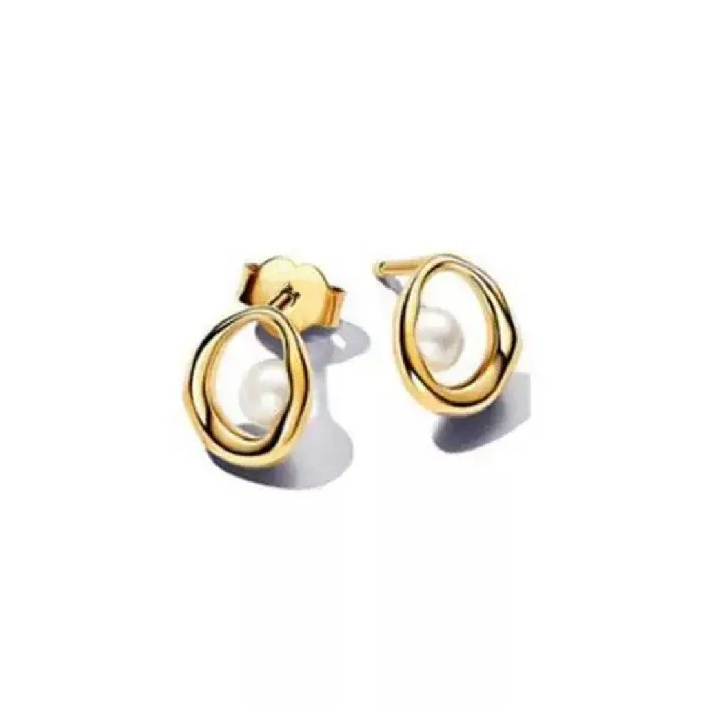 100%925 Pure Silver Classic Water-Drop Heart-Shaped Round Stud