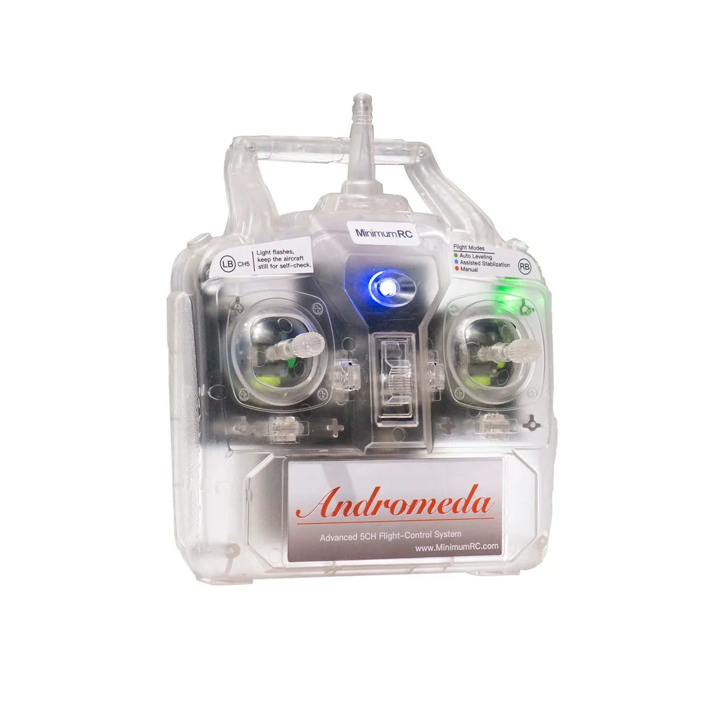 Andromeda 2.4G 5Ch Gyro RC Transmitter Auto-Stabilize Tri-Mode for 300-800mm Fixed-Wing Delta/V-Tail FPV Drone