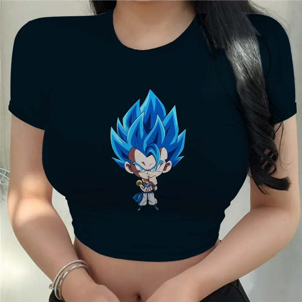Crop Top Fashion Tops Harajuku Kawaii Clothes T-shir T Shirt Cool Goku Dragon Ball Z New Clothing Y2k Sexy Vegeta Anime Women Z