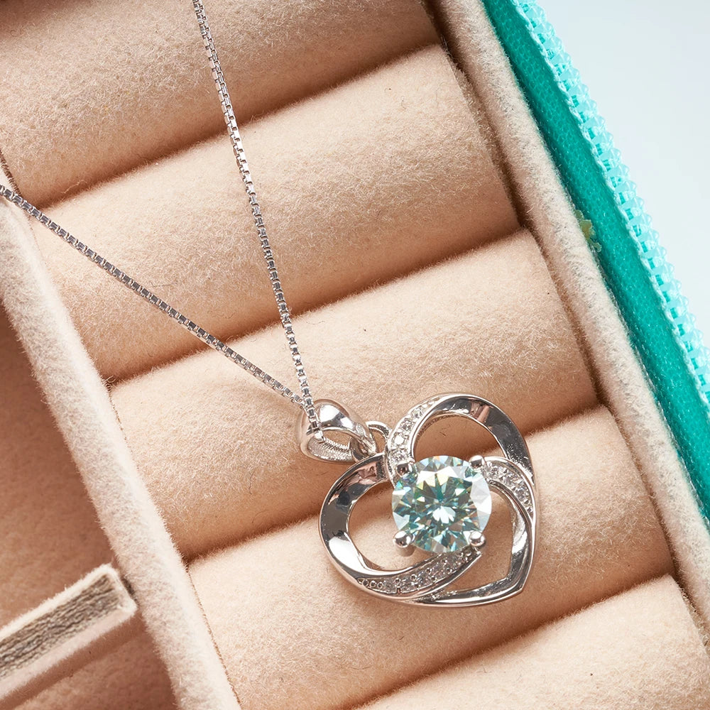 1 Carat Real Moissanite Pendant Necklace Silver Gold  Color 925 Sterling Silver Thick Neck Chain Jewelry Pass Diamond Tester