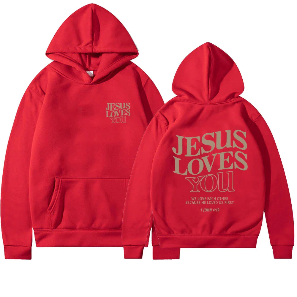 Jesus Loves You Print Hoodies for Women's Y2K Clothes Long Sleeve Fun Graphic Hooded Sweatshirts 2023 Fall Winter Pullover Tops