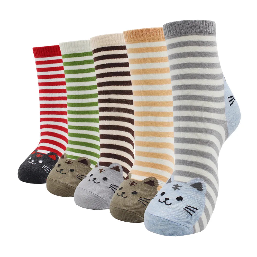 5 Pairs Fashion Colorful Kawaii Cute Cartoon Cotton Women Socks Harajuku Korean Halloween Cat Dog Owl Duck Fox Girl Socks