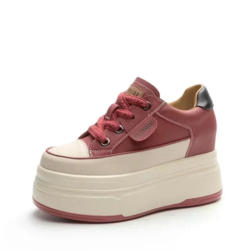 Fujin Hidden Heel Shoes High Platform shoes 9cm 3 inch comfortable sneakers for women Vulcanized Shoes Chunky Wedge Casual Shoes