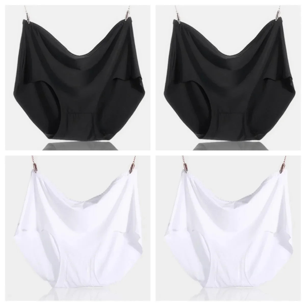 4Pcs Women Plus Size High Waist Ice Silk Boy Shorts Sexy Ultrathin Breathable Soft Underwear Panties Lingerie for 55-125kg