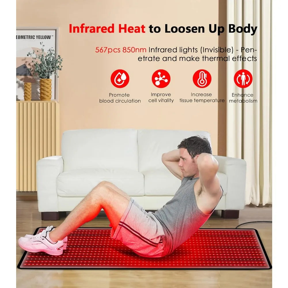 Red Light Therapy Mat, Infrared Light Therapy Pad for Full Body, Laying Red Heating Pad with Pulsing Mode, Electric Blankets