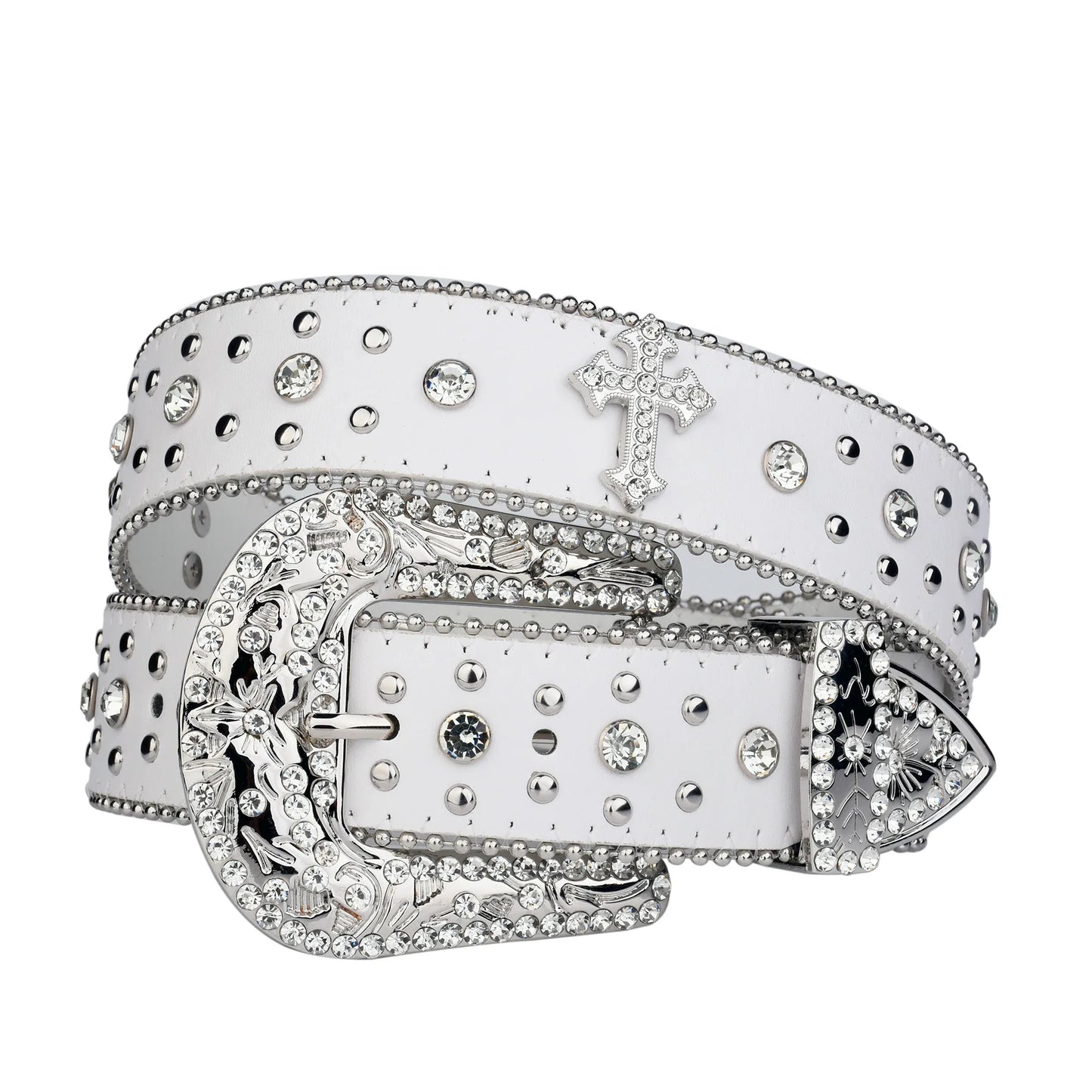 Punk Rhinestone White Belt female male fashion western jeans female jeans jewelry fashion design Y2K Jeans Belt