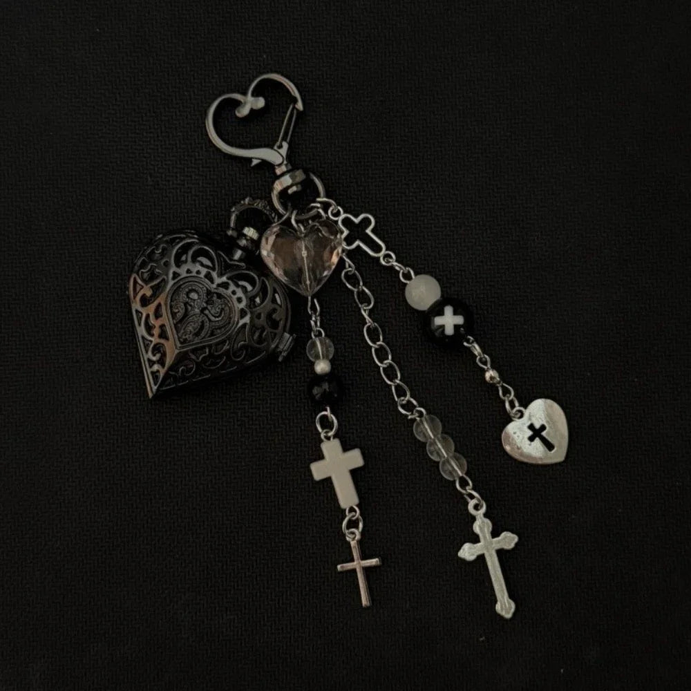 Original Hollow Heart Pocket Watch Chain Keychain Design Steampunk Clock Vintage Necklace Pendant Jewelry Watch Men Women Gift