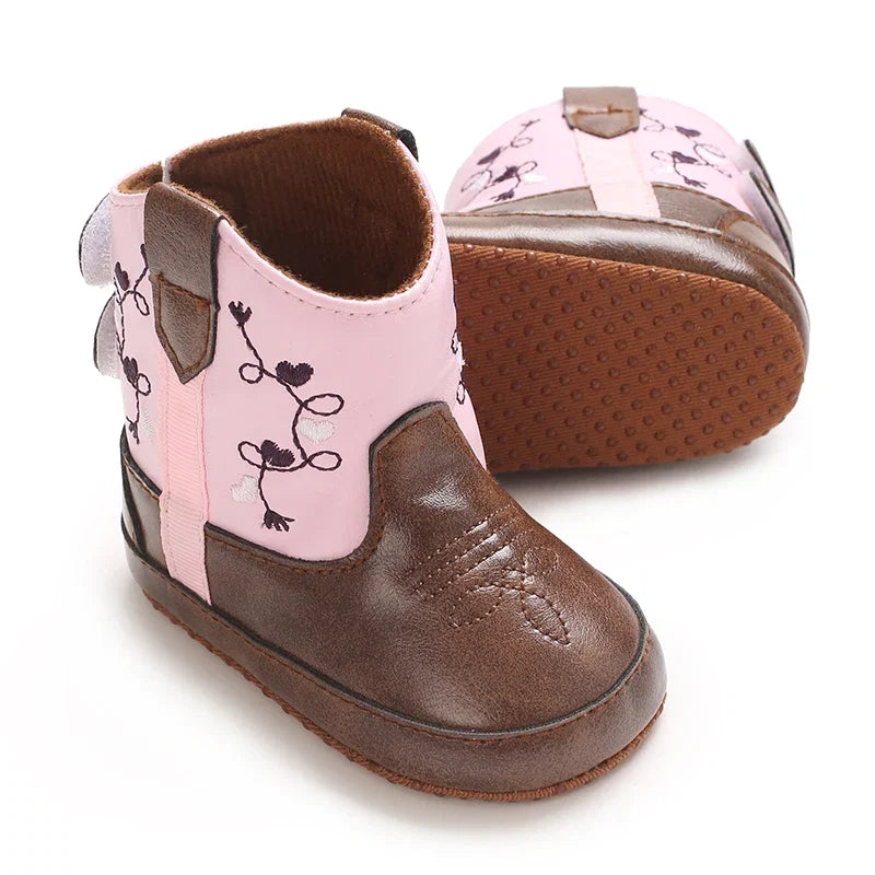 Western Denim Baby Winter Boots, Fashion Warm Casual First Walkers Shoes for Boys Girls 0-18 Months ﻿