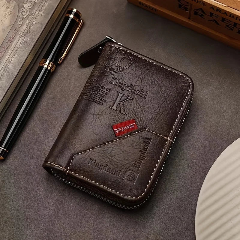 Vintage Leather Wallet, Slim Card Holder with 12 Slots Unisex.