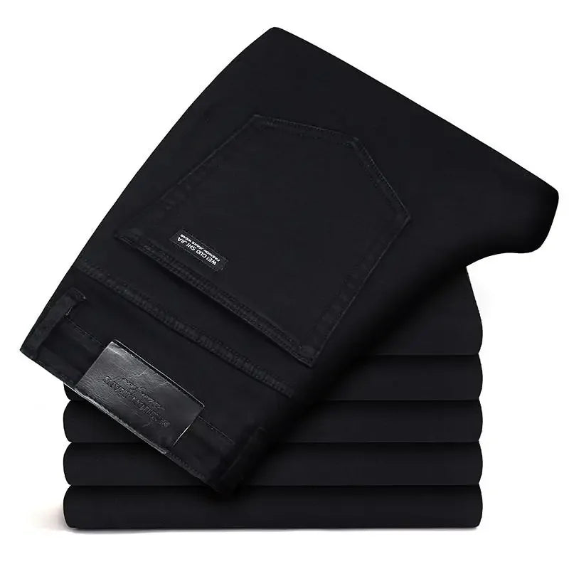 Men Classic Advanced Fashion Brand Jeans Stretch Black Biker.