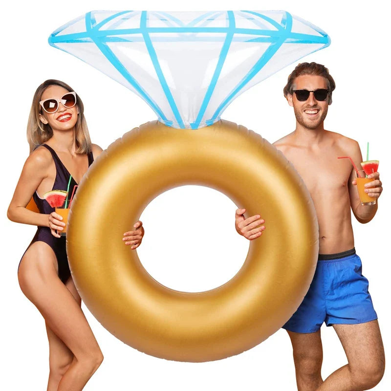 Inflatable Floating Swimming Pool float Diamond Swim ring Pool Mat Floats Tube for Valentine or Wedding Bachelorette Party
