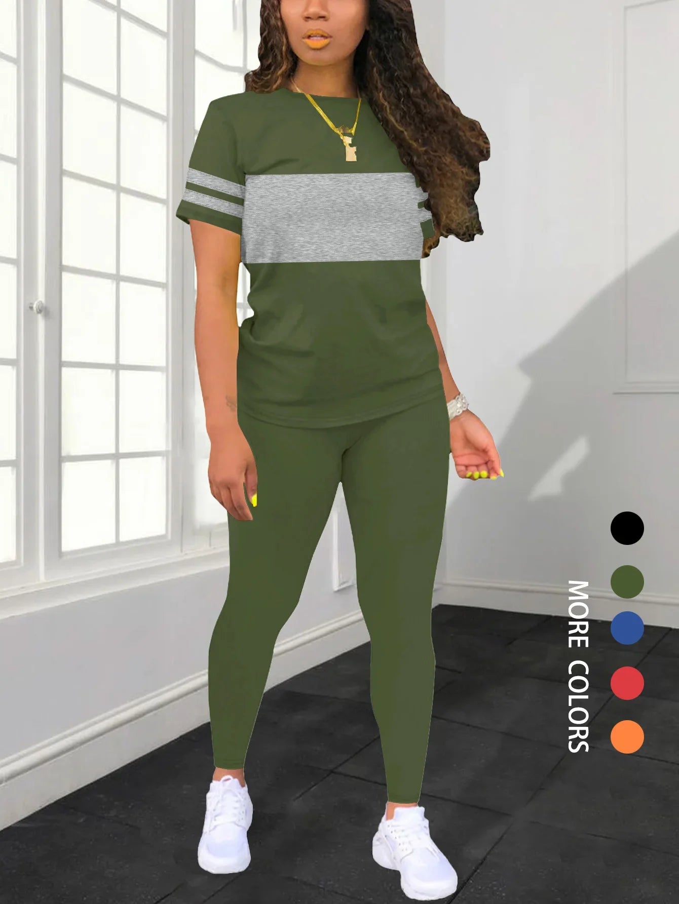 Women's Summer Casual Set, Fashionable Comfortable Ensemble Ladies Clothing Outfit.