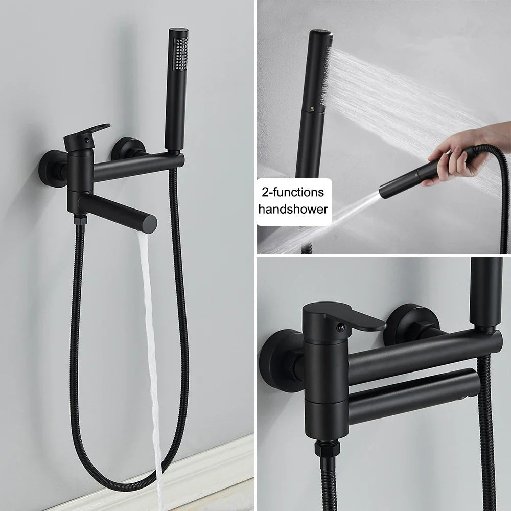 Uythner Bathtub Faucet With Hand Sprayer Shower Faucet Wall Mount Hot Cold Water Mixer For Bathroom Bath Shower Set System