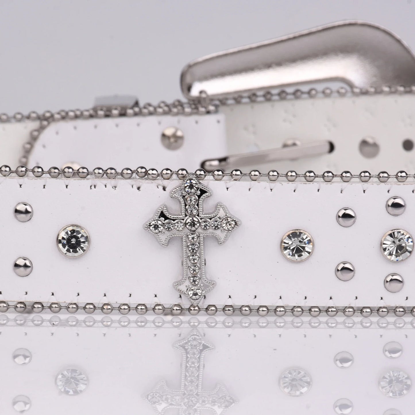 Punk Rhinestone White Belt female male fashion western jeans female jeans jewelry fashion design Y2K Jeans Belt