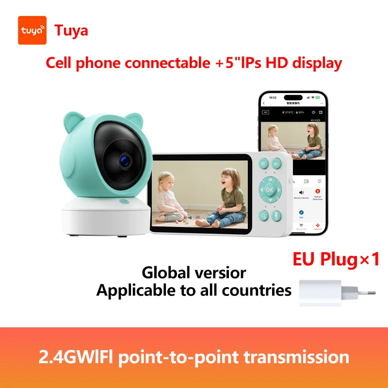 DANMINI 5 "tuya baby monitor 2K high definition WiFi remote mobile APP control up, down, left and right rotation gimbal camera