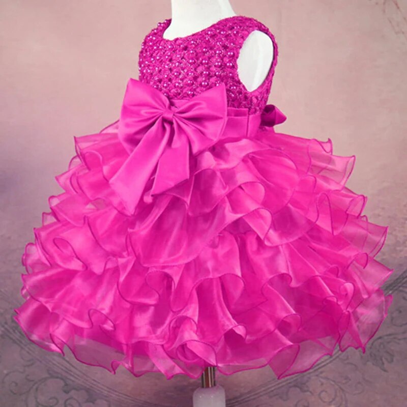 Children's Tutu with Beading Flowers Baby Girl Dress For Wedding Sleeveless Infant Baby Dresses For Toddlers