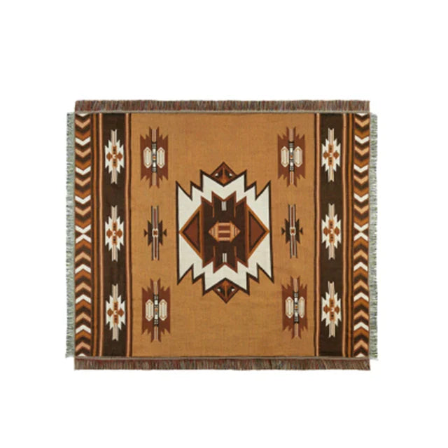 Retro Indian Style Thread Blanket Countryside Geometry Sofa Cobertor Hanging Tapestry Cotton Knitted Sofa Blanket for Bed Travel