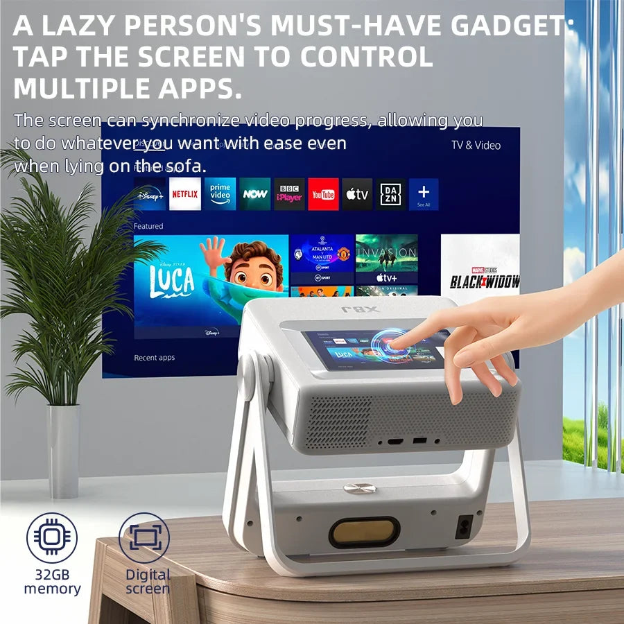 XBJ A5Pro 1080p Smart Projector With Screen Wifi6 BT5.2 Auto Focus Portable Projector 4k Home Cinema Indoor Outdoor