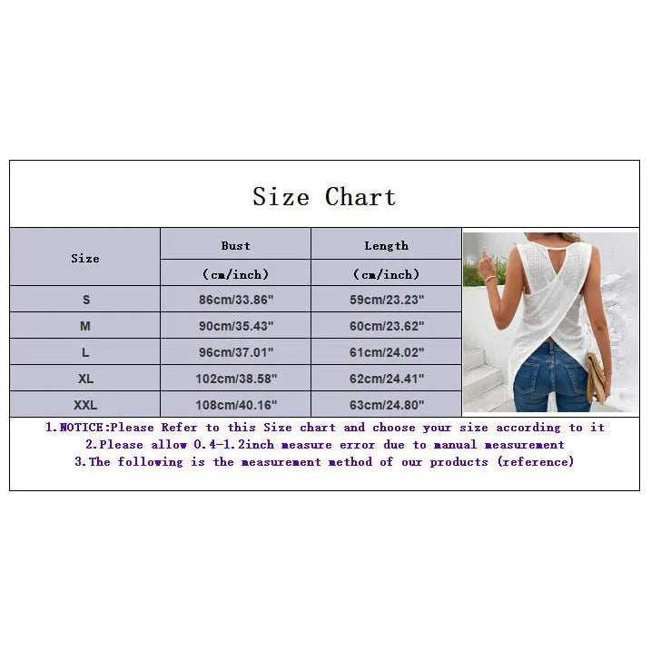 Summer White Blouse Shirts Violet Top Women Cross Back Fashion Solid Round Neck Sleeveless Casual Vest T Shirt Top Medium Short