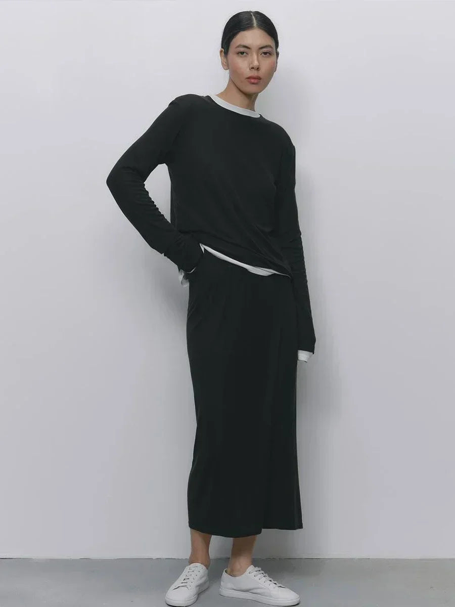 Hirsionsan Modal Soft Loose Sets Women Casual Two or Three Pieces Long Sleeve Cardigan & High Waist Dresses Outfits Tracksuit