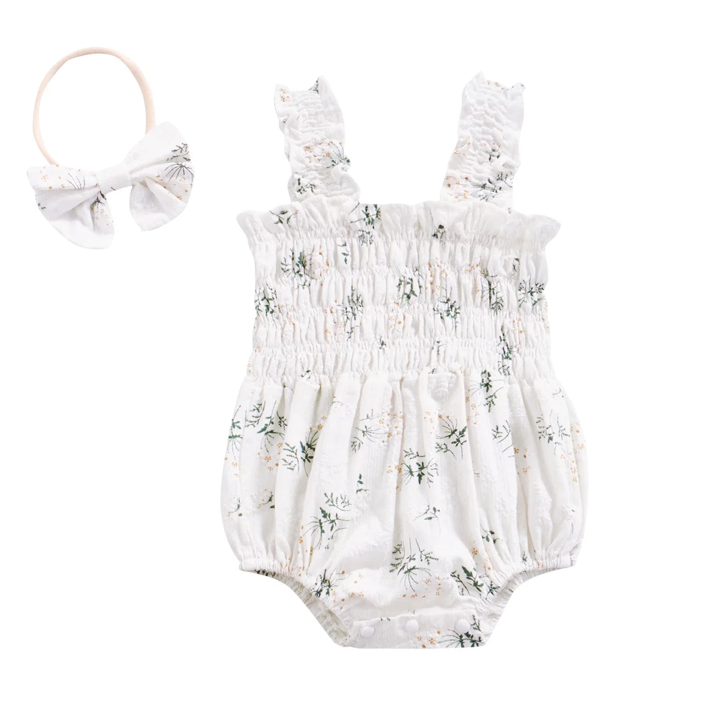 ma&baby 0-24M Baby Girl Romper Newborn Infant Jumpsuit  Floral Print Sleeveless Clothing Headband Summer Outfits