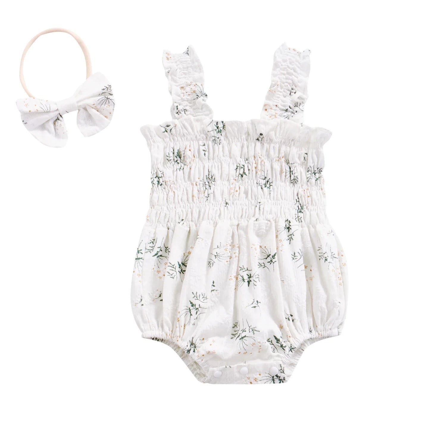 ma&baby 0-24M Baby Girl Romper Newborn Infant Jumpsuit  Floral Print Sleeveless Clothing Headband Summer Outfits