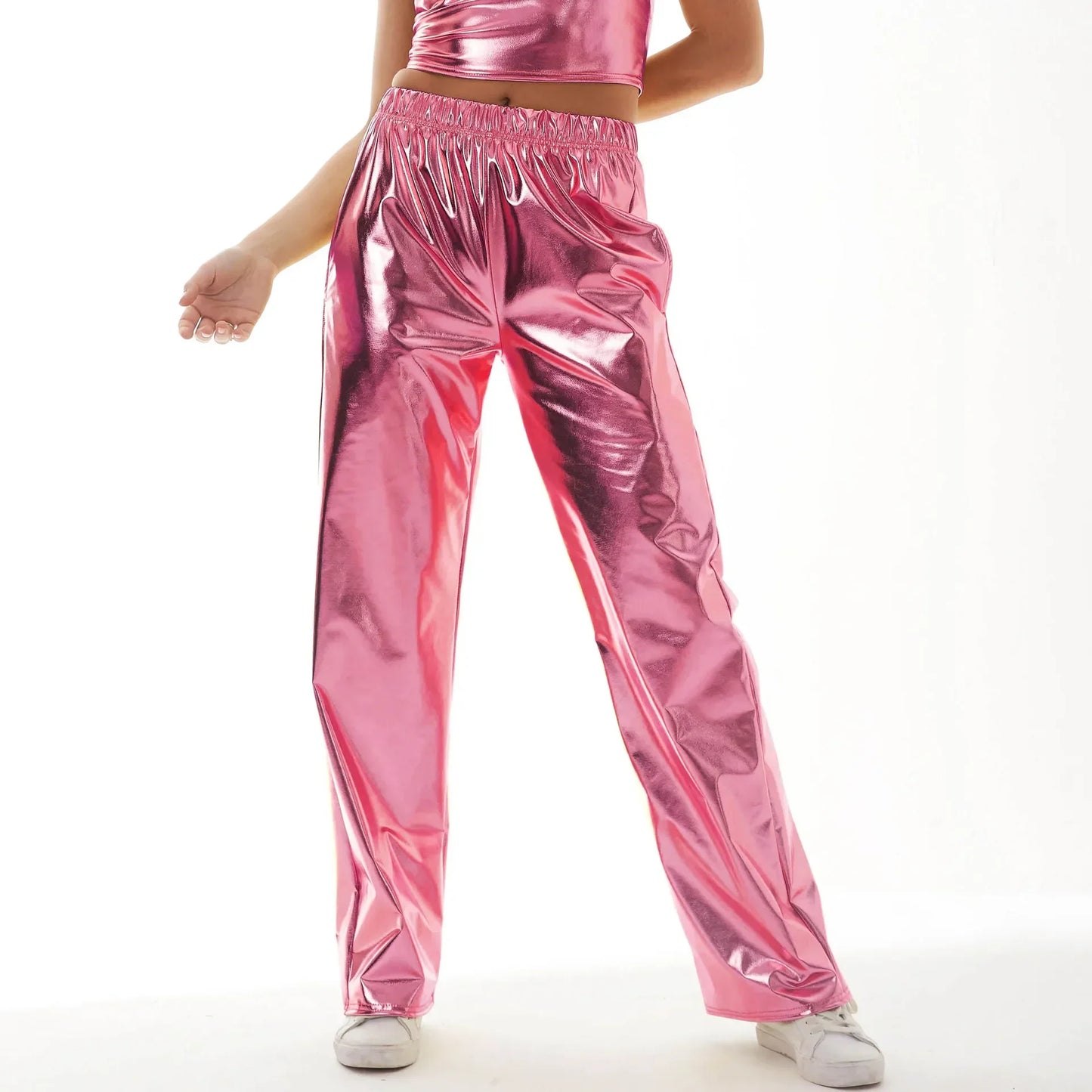 Red Women's Fashion Aurora Laser Gradual Change High Waist Straight Pants, Blue Thin Female Stretch Trousers, 2025 New