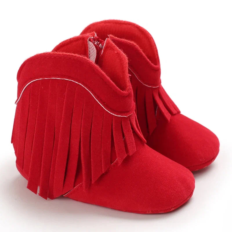 Western Denim Baby Winter Boots, Fashion Warm Casual First Walkers Shoes for Boys Girls 0-18 Months ﻿