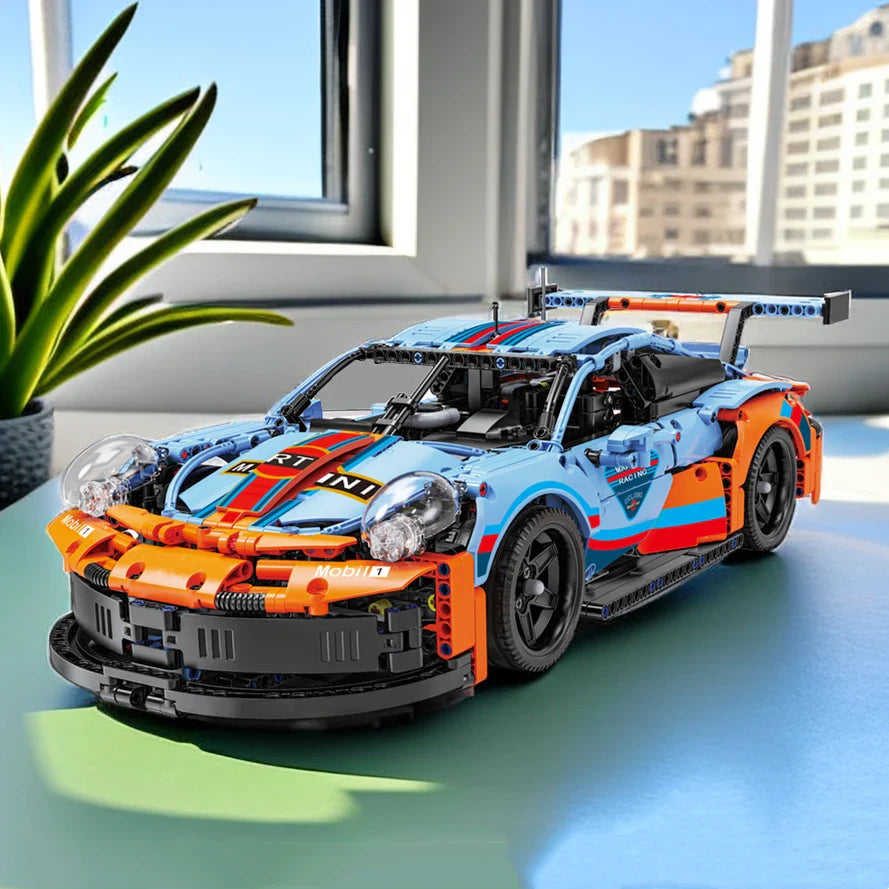 NEW IN STOCK MOC GulfOil Version Racing Sport Car 1680pcs Compatible With 42096 20097 RSR Technology Building Blocks Bricks Toy