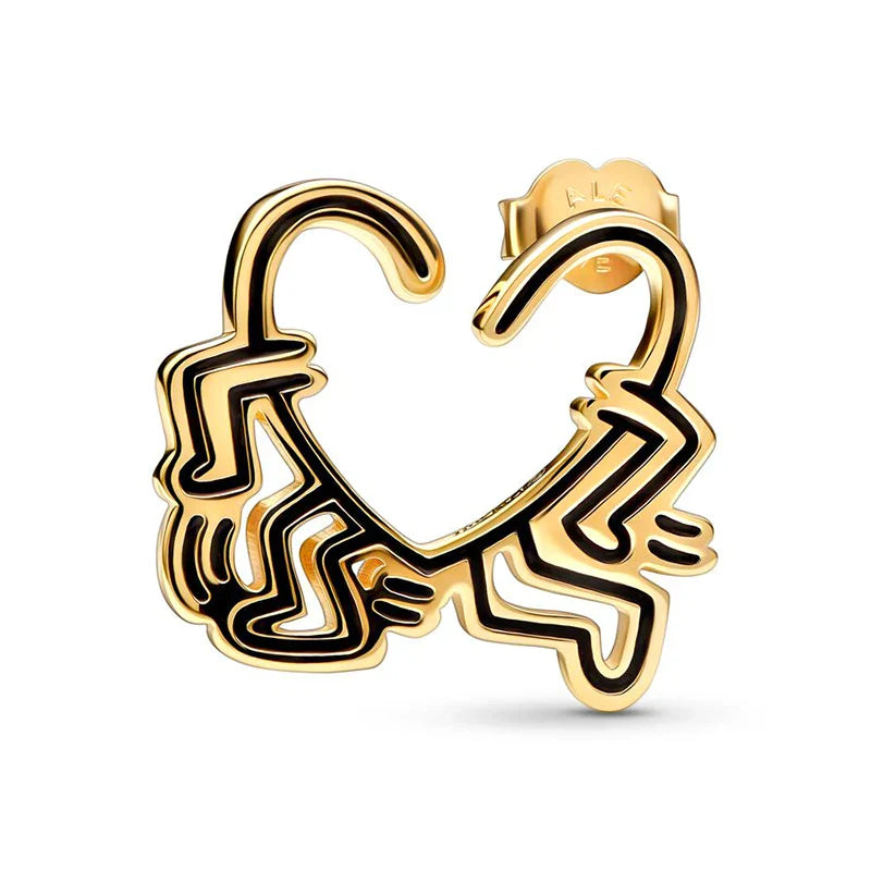 New 24K Gold Plated Pavé Heart Hoop Earring Huggie Hoop Earring 925 Silver Charm Hoop Earring Fine Jewelry Women DIY